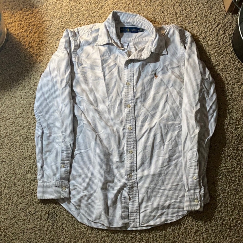 Ralph Lauren long sleeve blue stripped button up